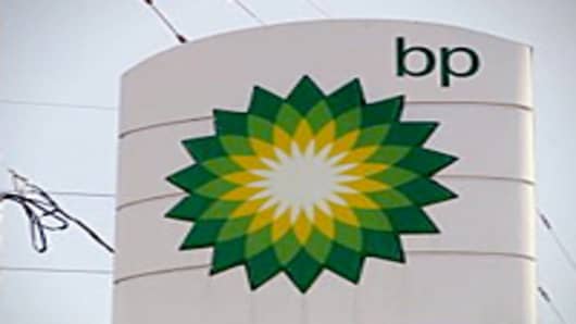 BP sign seen in Jackson, Missouri.