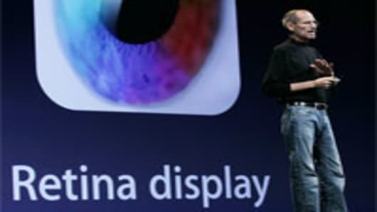 Apple CEO Steve Jobs announces the new retina display on the new iPhone 4.