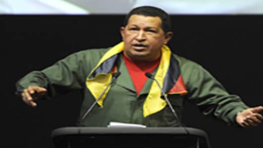 Venezuelan President Hugo Chavez speaks at Latin American summit
