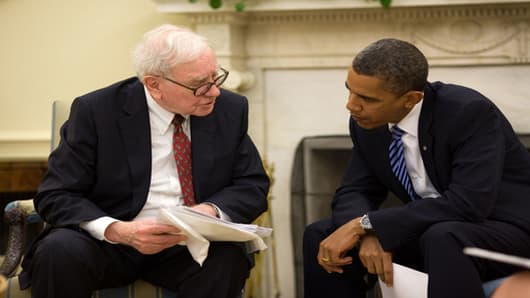 Warren Buffett with President Barack Obama at the White House