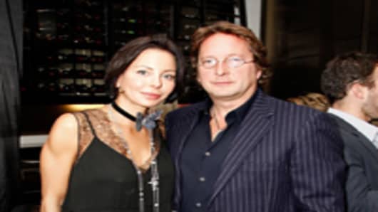 Writer Lisa Falcone and businessman Philip Falcone attend NY TIMES Party at the C5 Resturant at The Royal Ontario Museum.