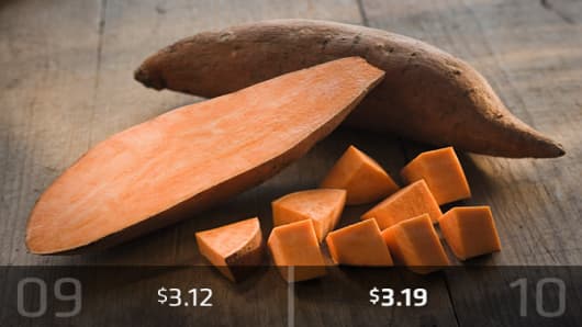 2010 Cost: $3.19There was a slight change to the upside for average cost of sweet potatoes. If you buy three pounds, they should cost about $3.19, up from $3.12 in 2009.