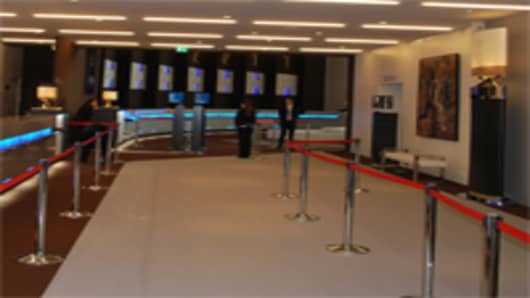 A view of the new extension of the World Economic Forum Congress Center, with more art on display for those attending.