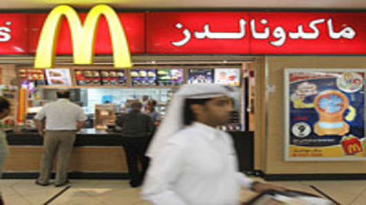A McDonald's fast food restaurant in the City Center shopping mall in West Bay district in Doha, Qatar.