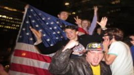 Celebrations at ground zero after news that Osama bin Laden had been killed