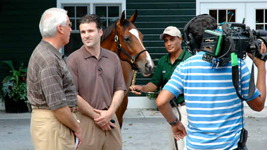 Darren in 2009 with the horse that became Plum Pretty.