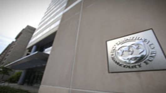 The International Monetary Fund (IMF) headquarters building is seen in Washington, DC.