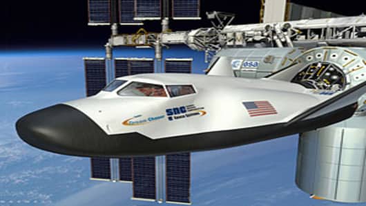 Artist rendering of the Sierra Nevada Corp. Dream Chaser, which justreceived $80 million from NASA. It is one of the new generation ofprivate-sector space vehicles that will carry humans and cargo to theInternational Space Station.