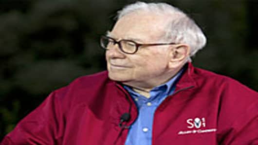 Warren Buffett during CNBC live interview in Sun Valley, Idaho