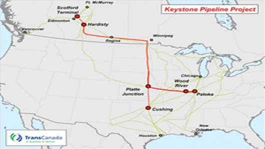 Map of the Keystone Pipeline Project.