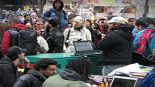 Protestors on Wall Street, October 3, 2011.