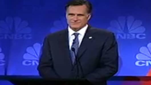 Mitt Romney at the CNBC GOP candidates debate.