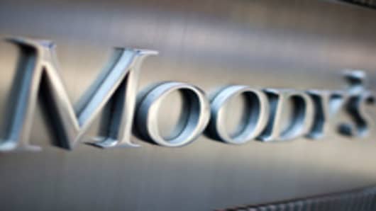 Moody's Investors Service Inc. signage is displayed outside of the company's headquarters in New York.