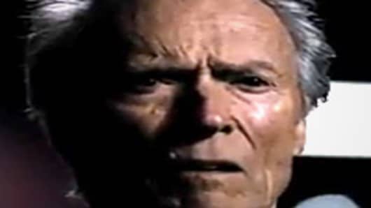 Clint Eastwood during Super Bowl XLVI's Chrysler commercial