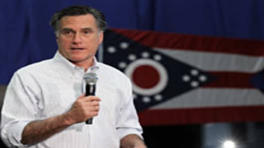 Republican presidential candidate, former Massachusetts Gov. Mitt Romney speaks during a campaign rally at Capital University on February 29, 2012 in Bexley, Ohio.