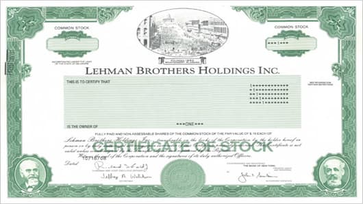 Lehman Brothers stock certificate