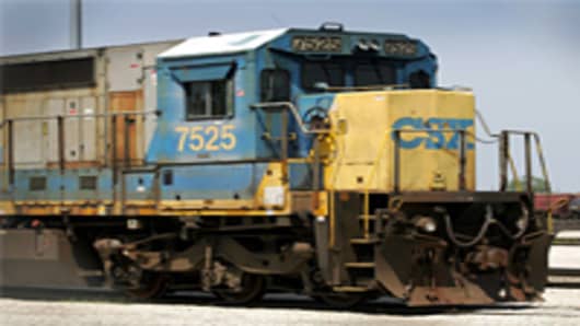A CSX. Corp locomotive engine.