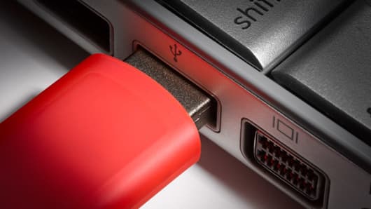 Malicious software, called malware, can also get onto a computer through a USB key.