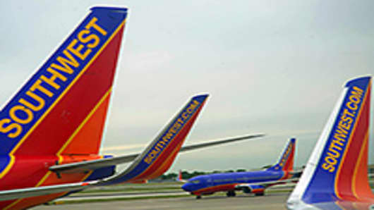 Southwest Airlines passenger planes are seen at Chicago's Midway Airport in Illnois.
