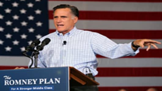 Republican presidential candidate and former Massachusetts Gov. Mitt Romney during a campaign event with Republican Governors at Basalt Public High School on August 2, 2012 in Basalt, Colorado.