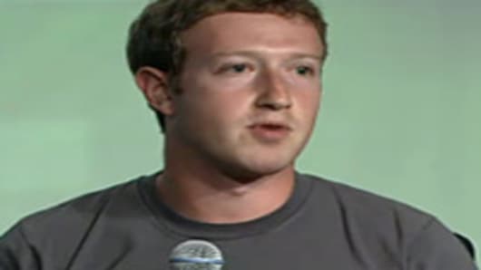 Mark Zuckerberg being interviewed at TechCrunch Disrupt.