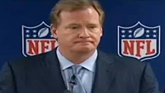 NFL Commissioner Roger Goodell holds news conference on labor pact with refs.