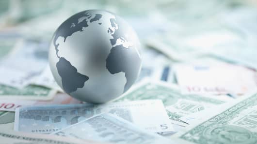 Global markets- globe on money