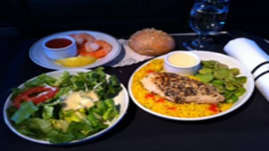 First Class meal on American Airlines