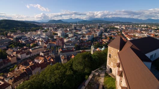 View over Lublijana, Slovenia.
