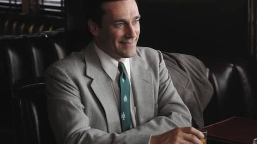 Jon Hamm who plays Don Draper in a scene from the series Madmen.