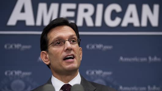 House Minority Leader Eric Cantor, R-Va., speaks at a news conference in the Capitol after a meeting of the House Republican Conference.
