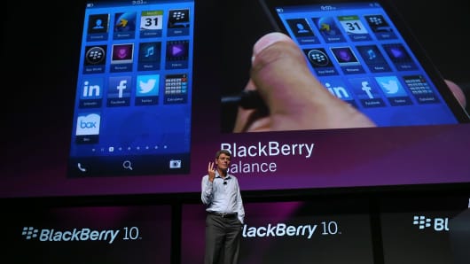 Research in Motion (RIM) CEO Thorsten Heins speaks during the BlackBerry Jam 2012 conference at the San Jose Convention Center on September 25, 2012 in San Jose, California.
