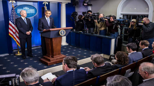 President Barack Obama makes statement on fiscal cliff