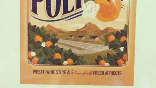 Hangar 24's Polycot, the brew that helped launch the Field Series, a collection of beer that relies on locally sourced ingredients. In this case, it's apricots.