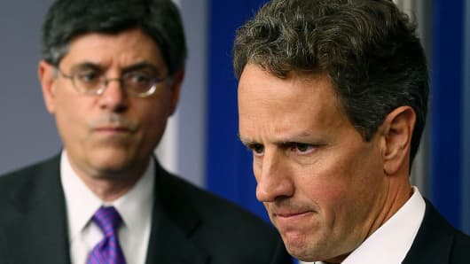 Jack Lew and Timothy Geithner