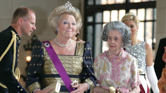 Queen Beatrix of the Netherlands and Queen Fabiola of Belgium