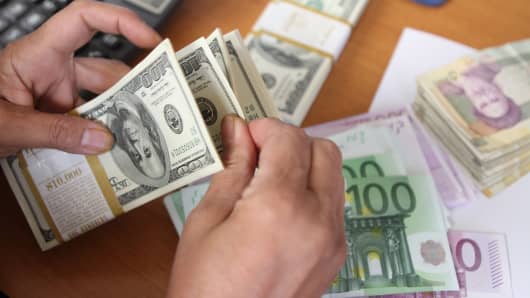Dollar, Euro and Iranian Rial