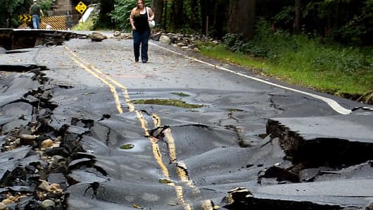 A crumbling road in New Hampshire.