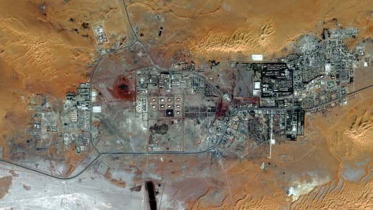 This is a satellite image of the Amenas, Algeria. Islamist militants held dozens of foreign hostages and hundreds of Algerian workers hostage in a gas field located approximately 45 km from the city.