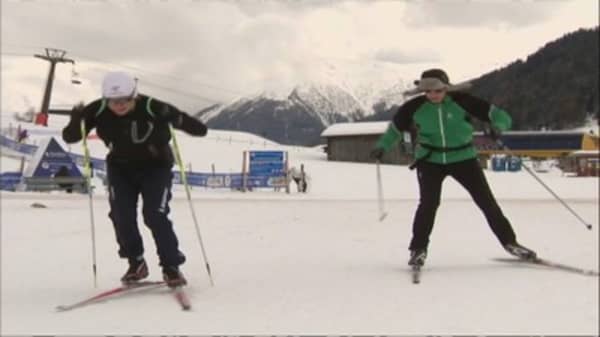 When in Davos.... Andrew Tries Skiing