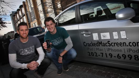 Colin, 30, and Trevor Lyman, 27, are brothers and co-founders of CrackedMacScreen, a mobile business that operates out of cars in Washington, D.C.