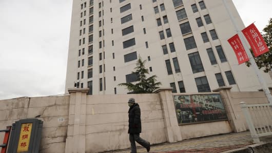 A building in a Shanghai suburb that is reportedly a center of cyberespionage.