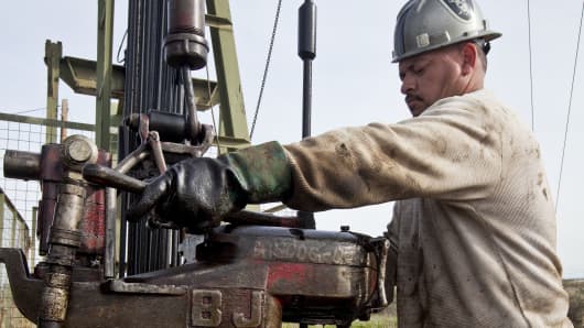 An oil worker in Taft, California.