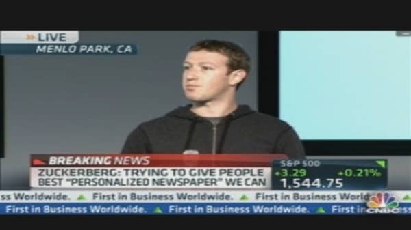 Zuckerberg on Creating 'Personalized Newspaper'