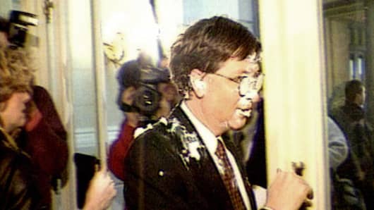 Bill Gates after being ‘pied’ in 1998