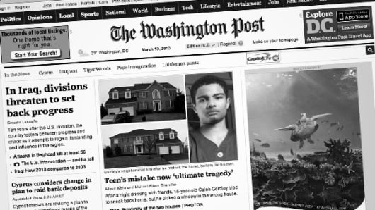 The Washington Post's home page.