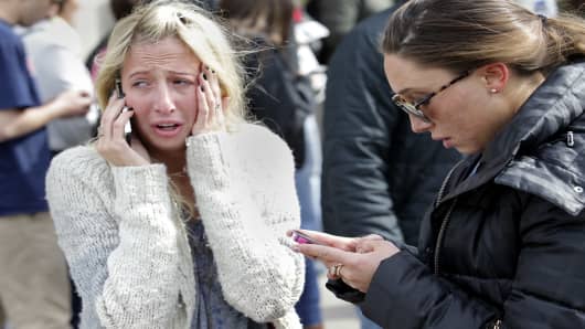 Boston, April 15: Women desperate to hear from loved ones