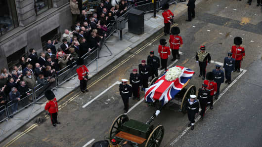 The Ceremonial Funeral Of Former British Prime Minister Baroness Thatcher