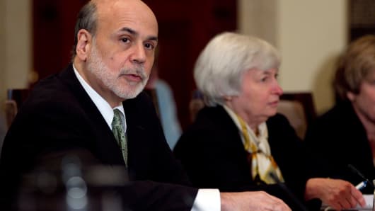 Ben Bernanke, chairman of the Federal Reserve, and Janet Yellen, vice chair of the Federal Reserve