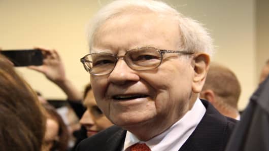 Warren Buffett at the Berkshire Hathaway Annual Shareholder's Meeting in Omaha, Nebraska.